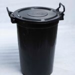 DUSTBIN 100LTR  WITH FLAT COVER - BLACK