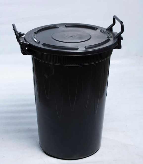 DUSTBIN 100LTR  WITH FLAT COVER - BLACK